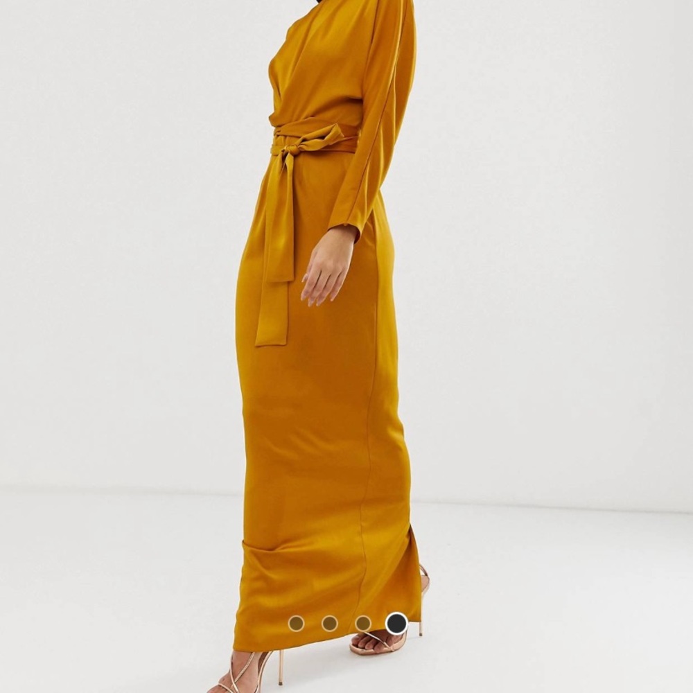 Asos maxi dress satin with batwing and wrap